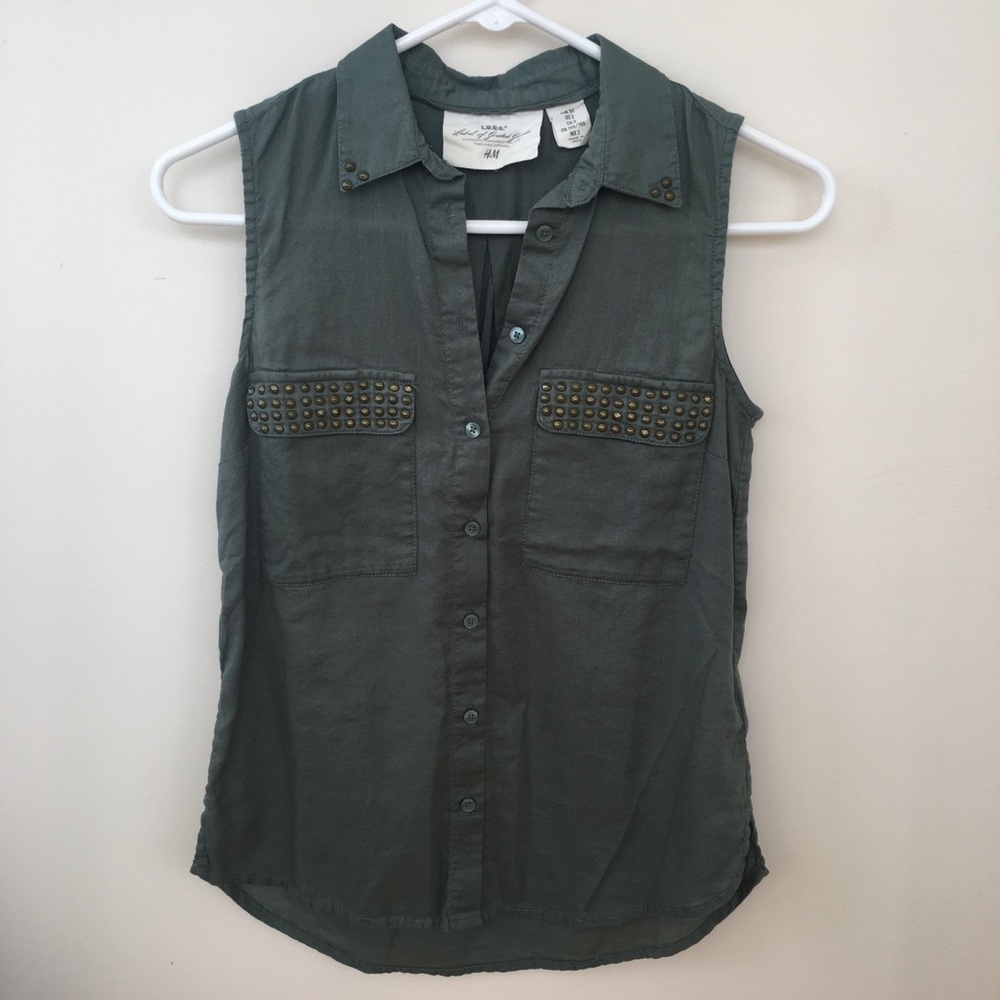 H&M Olive Green Studded Top